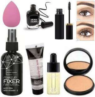 lately MAKEUP COMBO WITH FIXER PRIMER COMPACT SERUM EYELINER MASKARA & PUFF