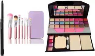 Qul.w Kajal,Makeup Brushes storage box,Makeup kit(Eyeshadow,Blusher,Compact,Lip Gloss