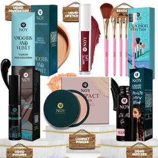 NOY Matte Finish Makeup Kit For Women With Foundation, Eyeliner, Lipstick, & Compact