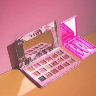 MINARA All in one Makeup Kit 18 color Eyeshadow (Rose) with 5 Makeup Brushes (Pink)