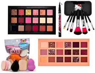 favoru Rose Gold Eyeshadow & nude Eyeshadow, Sponge set, eyeliner ,brush set