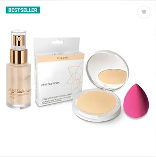 cismoline Pure Skin Perfect Look Long-Wear Mattifying Compact , Liquid Foundation ,Blender