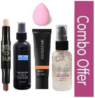 ahdam Primer, Makeup Fixer, Contour Stick, Foundation, Beauty Blender Puff