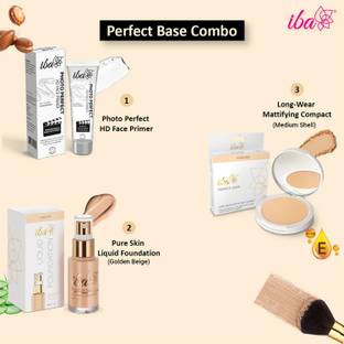 Iba Foundation + Compact + Primer Face Makeup Combo for Wheatish Skin Tone (Golden Beige)