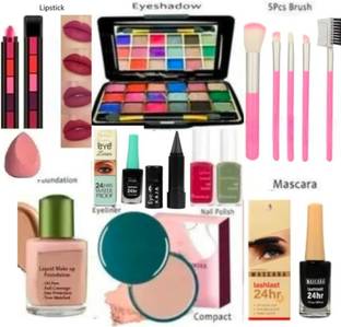 lately eyeshadow with eyeliner mascara kajal lipstick nail polish compact & foundation