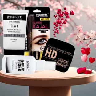 Insight Makeup Combo of Primer, Fixer, Loose Powder and Super Kajal