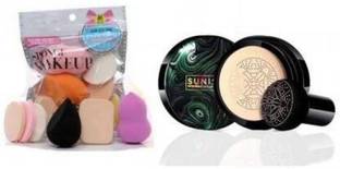 FRIPPE 6 Pcs Puff Sponge + BB Cream Air Cushion Foundation Mushroom Head CC Cream