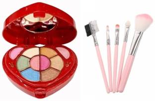 Ashyra Heart Shape Makeup Kit with 5Pc Pink Makeup Brushes