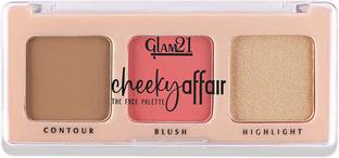 Glam21 Cheeky Affair 3in1 Face Palette Blush, Contour & Highlighter|Waterproof Makeup