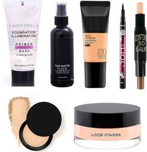SIYDHA Primer & Makeup Fixer + Spf Foundation + 36h + Contour + Matte Powder + Compact
