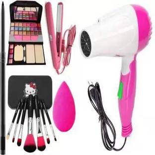 kaarm Kajal,Hair Straightener,6155 Makeup ,7 Makeup Brush,Puff,Hair Dryer(6 Items)