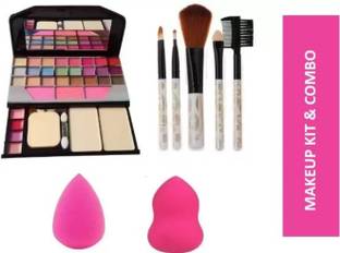 OGzGlam 6155 Makeup kit + 5 pcs Makeup Brush + 2 pc Blender Puff Combo