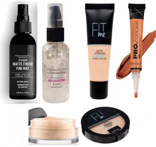 bAIRSTOW Beauty 6 In 1 Combo Kit - Foundation, Primer, Liquid Concealer, Loose Powder