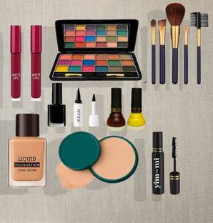 yim~mi Full Makeup Kit for Perfect Look – Foundation, Lipsticks, Eyeliner, and Brushes