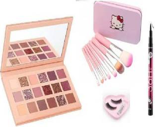 YELGO Eye Shadow Palette & 7 pc Soft Makeup Brushes With Box And Eye Liner + Eyelash
