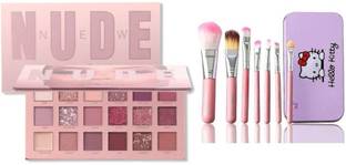 Aziel Makeup Kit Combo of Nude Edition Eyeshadow and Makeup 7Pcs Brushes Box