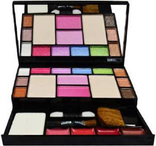 Lenon Makeup Kit - 10 Eye Shadows Palette 4 Lip Colour 2 Compact Powders