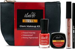 Iba Festa Glam Makeup Kit - Liquid Lipstick, Kajal, Lip & Cheek Tint & Nail Polish