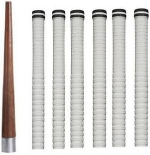 Fitdex 1-Cricket Bat Handle Gripper (Wooden Cone), 6-White Grip, Wooden Bat Mallet