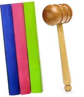 Oston Cricket Bat Knocking Hammer, 3-multicolour Grip, Wooden Bat Mallet