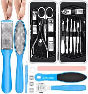 UNNTEESH 16 PCS stainless steel manicure set, 8 pcs pedicure set