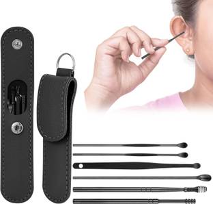 AVALENT 6 Pcs Ear Cleaning Tools Kit Set Earwax Remover With Leather Pouch