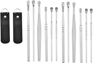 Kinematic Enterprise Ear Wax Cleaning Tools kit Set with Leather Pouch Spring Curette Earwax Remover