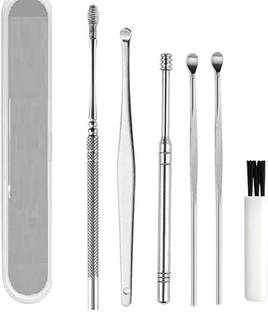 HINSHITSHU Stainless Steel 6 in 1 Ear Wax Removal Kit ( 6 Tools in Storage Box )