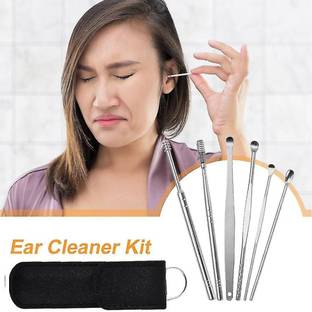 Taxila 6 Pcs Steel Ear Wax Removal Ear Cleaning Tools With PU Leather Storage Electric Ear Cleaner