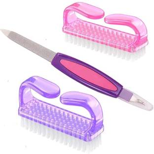 zemglam 2 Nail Brush for Cleaning Fingernails Manicure Pedicure & 1 Nail Filer