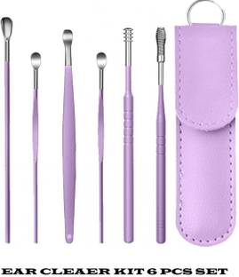 Taxila 6 Pcs Ear Wax Removal- Reusable Ear Cleaning Tools Kit Leather Storage ( Purple) Electric Ear Cleaner