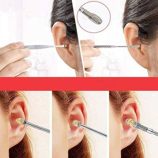 mr mali SS 6 Pcs Ear Wax Cleaner, Ear Pick Earwax Removal Kit, Ear Cleansing Tool Set Eyebrow Thread