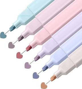SEAHAVEN Aesthetic Highlighter Pen, 6 Color Cute Highlighter Pens with Soft Chisel Tip