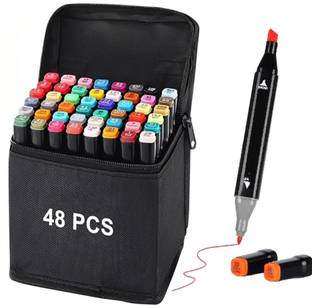 Corslet 48 Pcs Alcohol Marker Pen Set Colors Dual Tip Art Coloring Markers With Base