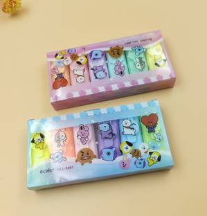 पेपर बियर 12 Colored BTS Cartoon Theme Multicolor Highlighter for Kids