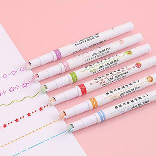 Votvy Designer Linear Roller Curve Highlighter Pens Set of 6
