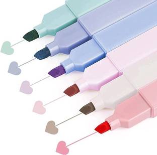 HASTHIP Aesthetic Highlighter Pen, 6 Color Cute Highlighter Pens with Soft Chisel Tip