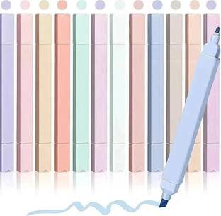 SHOPOGENIX 12 Pcs Study Highlighters Pen – Pastel Colors, Smudge-Proof Ink, Fine Tip Design