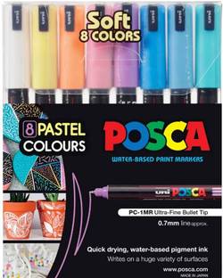 uni-ball POSCA 1MR 0.9-1.3 mm Bullet Shaped Soft Colors | Reversible Tip Markers