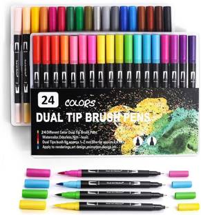 Corslet 24 Colors Dual Tip Brush Pens Art Markers, Watercolor Marker and Highlighters