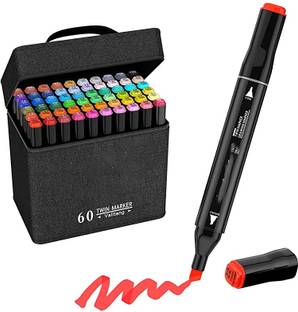 HASTHIP 60 Colors Alcohol Markers Pens, Dual Tip Twin Marker Pens Acrylic Marker Pens