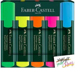 FABER-CASTELL Textliner Pen Set – Pack of 5 Assorted Colours