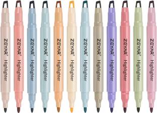 Levin Clear View Highlighter Pen Chisel Tip & Fine Tip Dual Tips Marker,