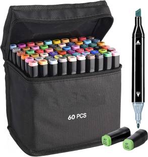 Corslet 60 Pc Alcohol Markers Set Colour Marker Pen Art Markers Dual Tip Broad and Fine