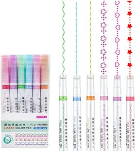 Handy Trendy Curve Highlighter Linear Roller Color Pens Highlighters with 6 Different pens