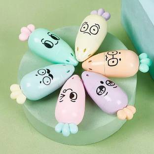 BRIZEM Quirky Carrot Shape Highlighters marker pen chisel tip (pack Of 6)