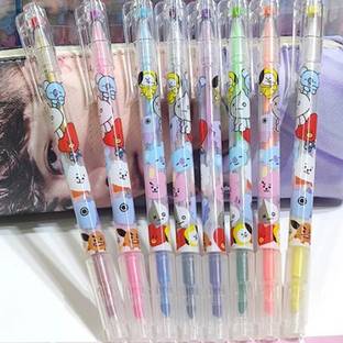 TOYVISION BTS BT21 Theme Dual Tip Markers/Highlighters Pens, Random Design and Colors