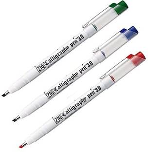 Zig CALLIGRAPHY PEN OBLIQUE Tip RED,GREEN,BLUE 3mm For Professional and Beginners