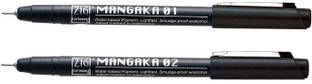 Zig CARTOONIST MANGAKA FINELINER PEN 01, 02, 010 BLACK PACK OF 2