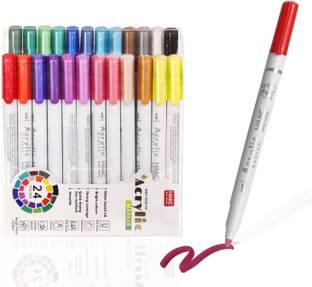 ZWEELAY Acrylic Marker-24 Colors Acrylic Water Color Markers,Point Markers Pen